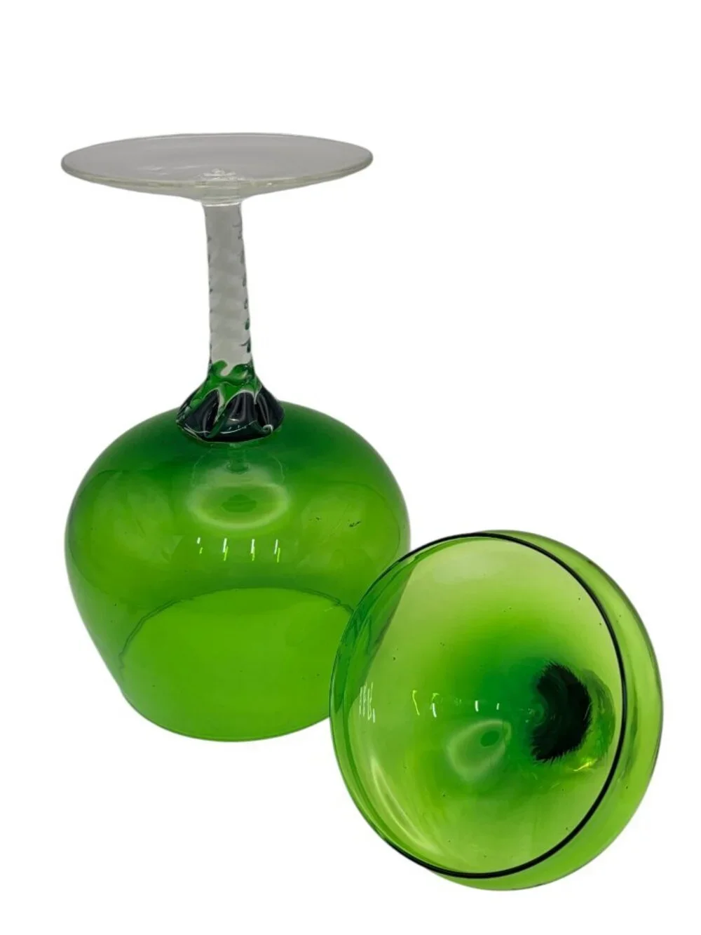 VTG Empoli Italian Green Glass Ice Jar with Lid Apothecary Candy Dish W/Tongs